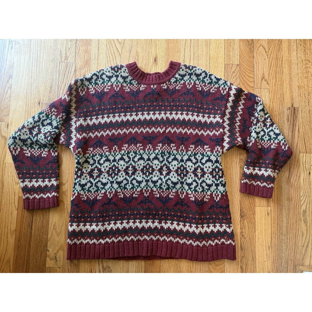 Vtg Abercrombie & Fitch Small Red The Big Sweater Heavyweight Ramie Dad Grandpa